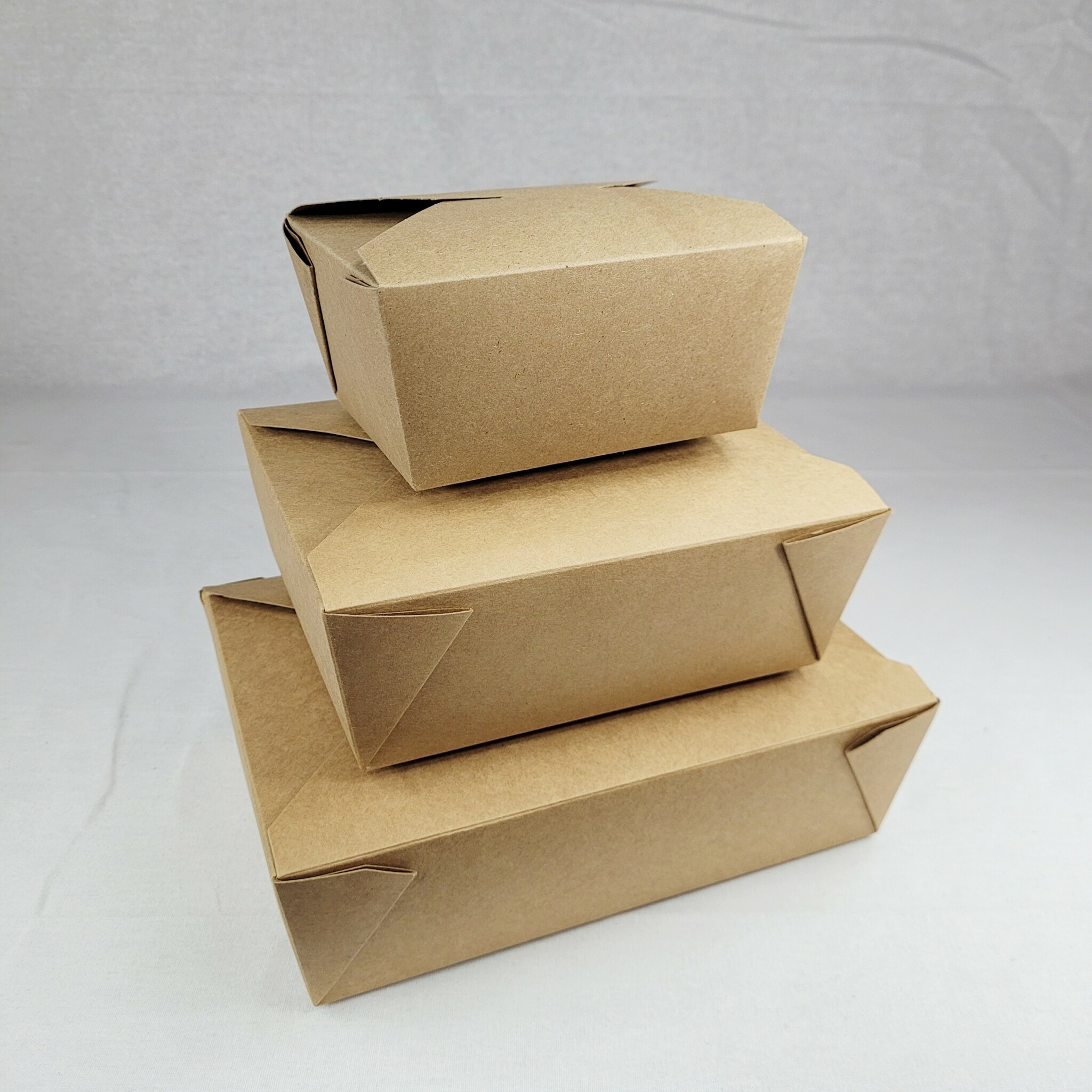 Kraft paper take out boxes with secure tab lock closures