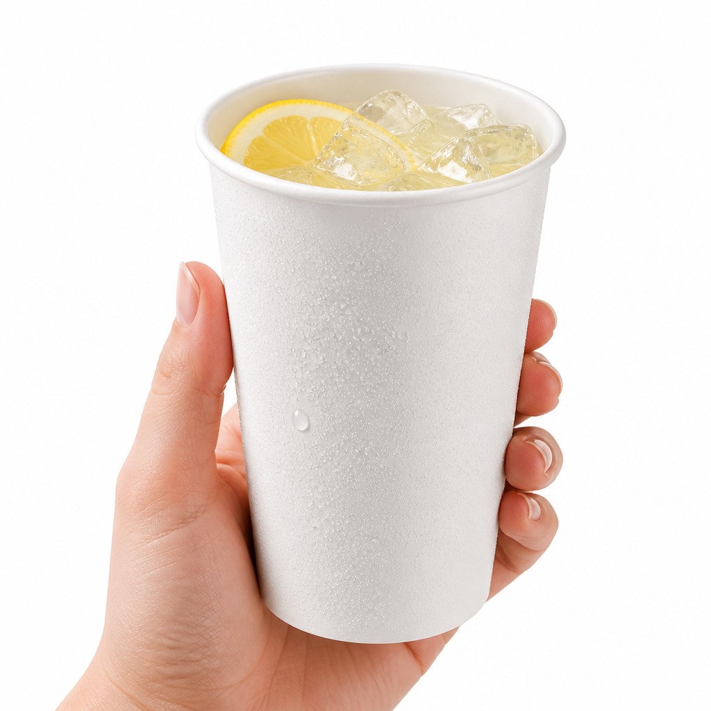 Single wall paper cold cups with condensation-proof coating